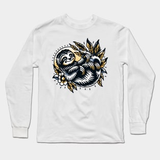 Sloth tattoo flash design Long Sleeve T-Shirt